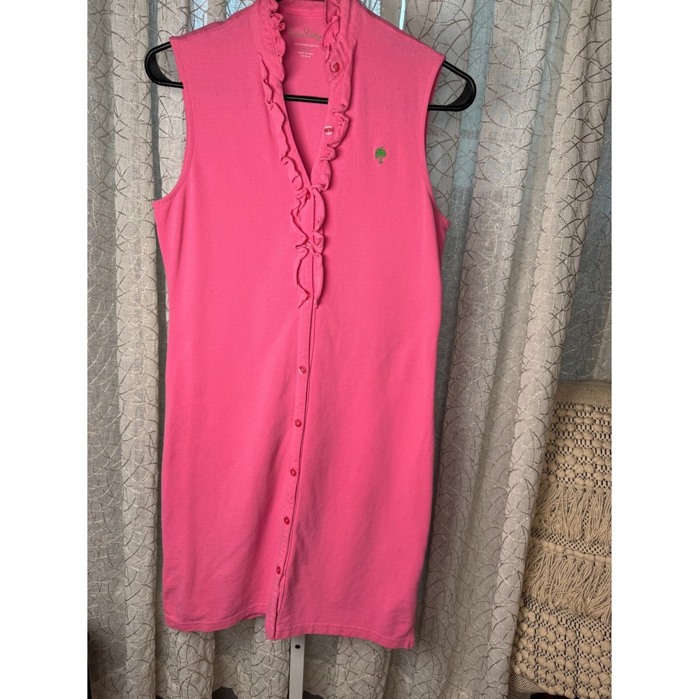Lilly Pulitzer Pink Sleeveless Ruffle‎ Polo Sheath Dress Size Small